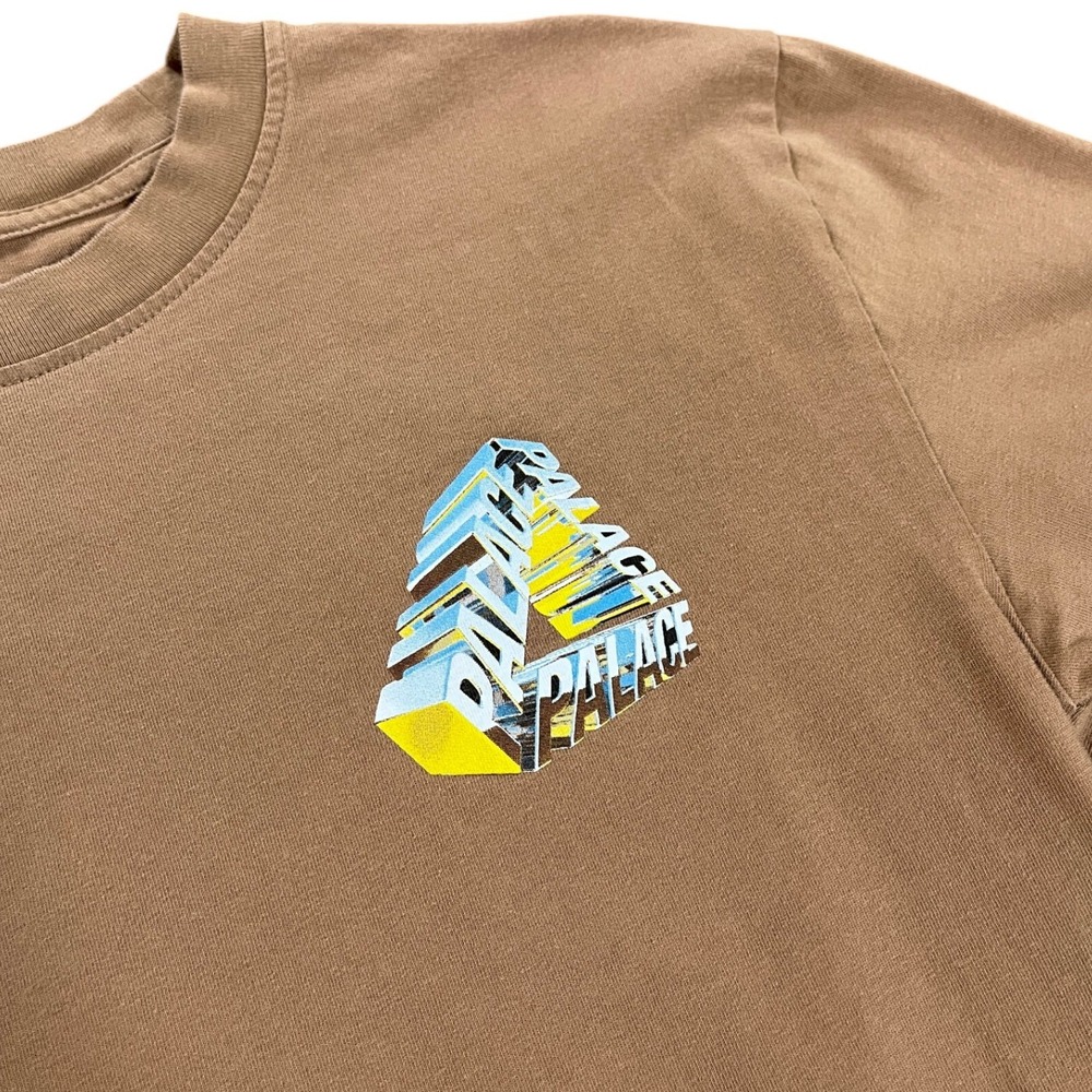 SS23 Palace Tri-Chrome Mocha T-Shirt Mens Size Small Tan Graphic Tee Small - Picture 2 of 8